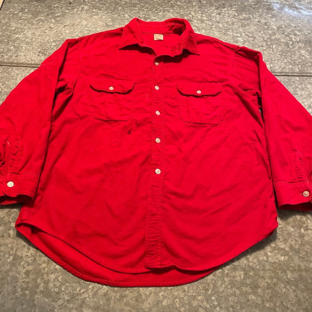 Vintage BIG MAC Sanforized Penneys Flannel Button Up Shirt XL 17 17.5 Red 60s 2